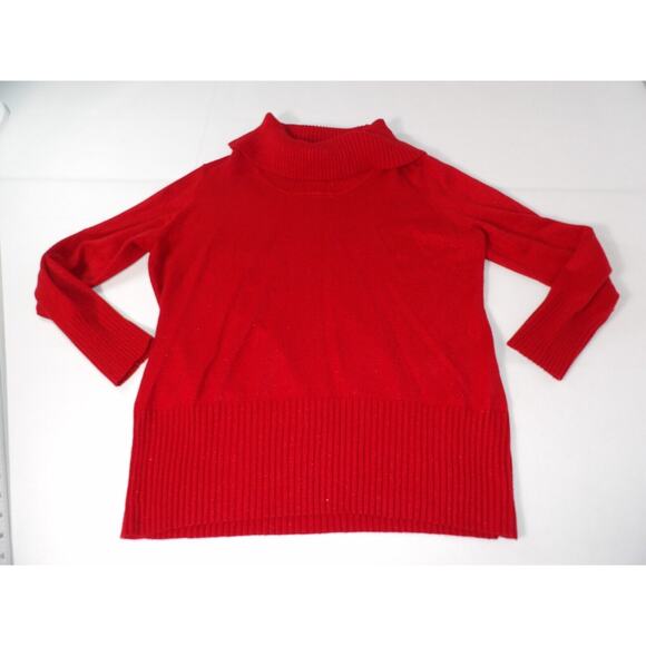 Vtg Jaclyn Smith XXL Sweater Cowl Neck Red Cable Knit Sparkly 90s Holiday Festiv - Picture 9 of 14